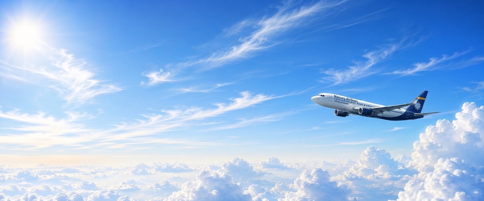 Naoero Airlines aircraft flying above the clouds