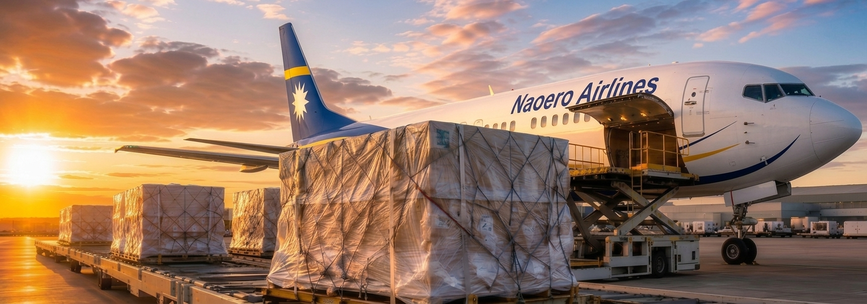 Naoero Airlines freight aircraft being loaded