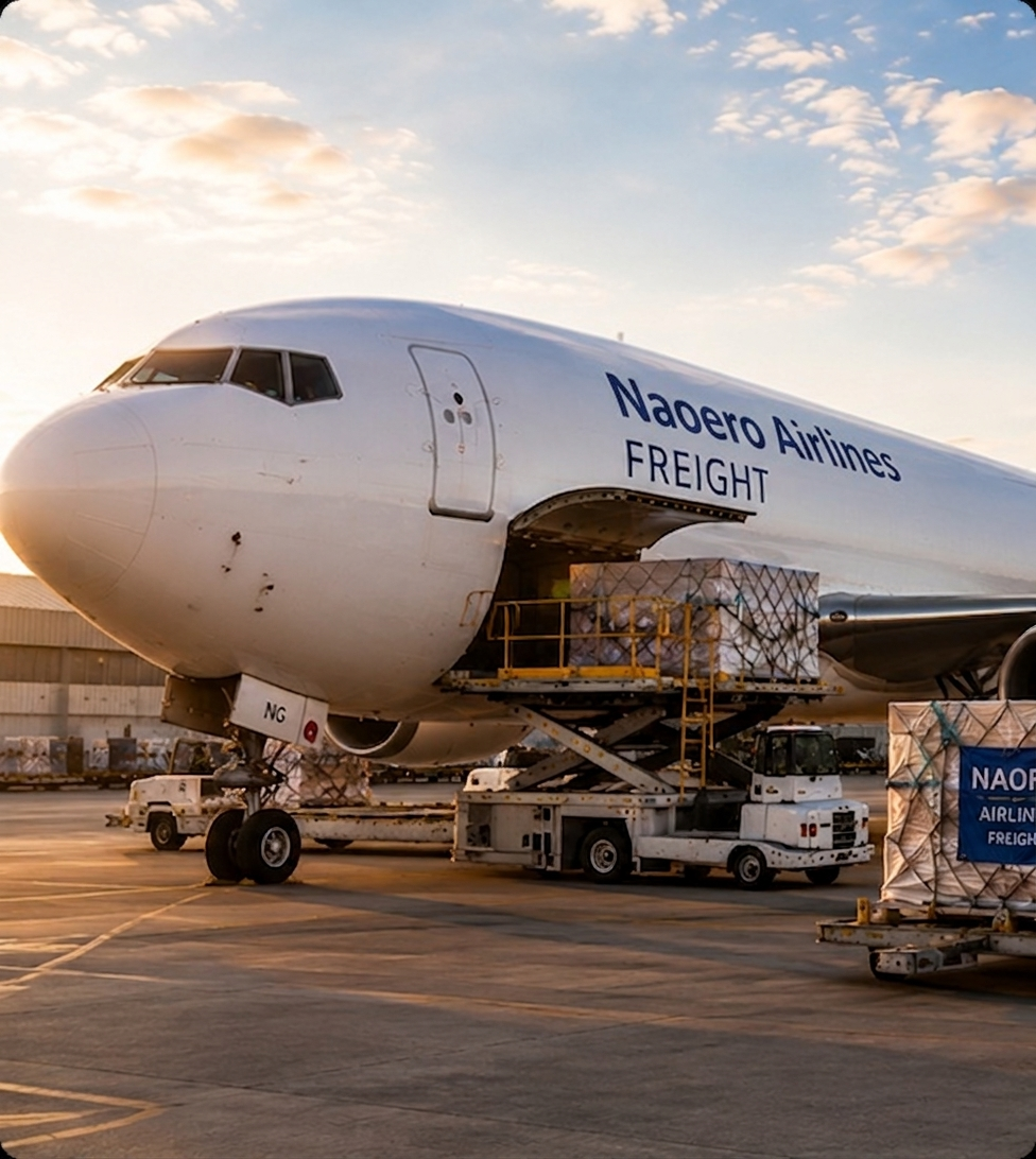 Naoero Airlines freight aircraft on the runway