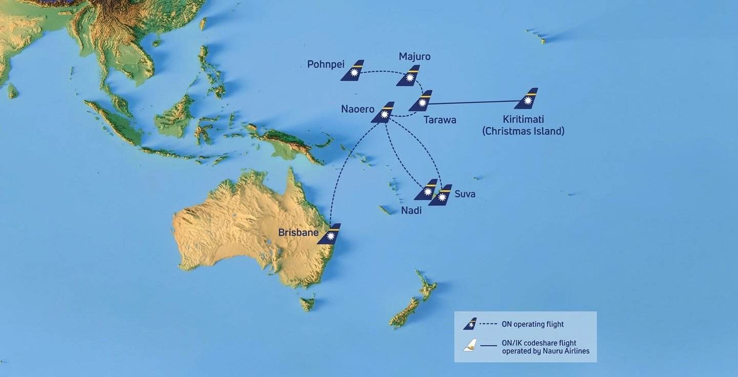 Naoero Airlines route network map
