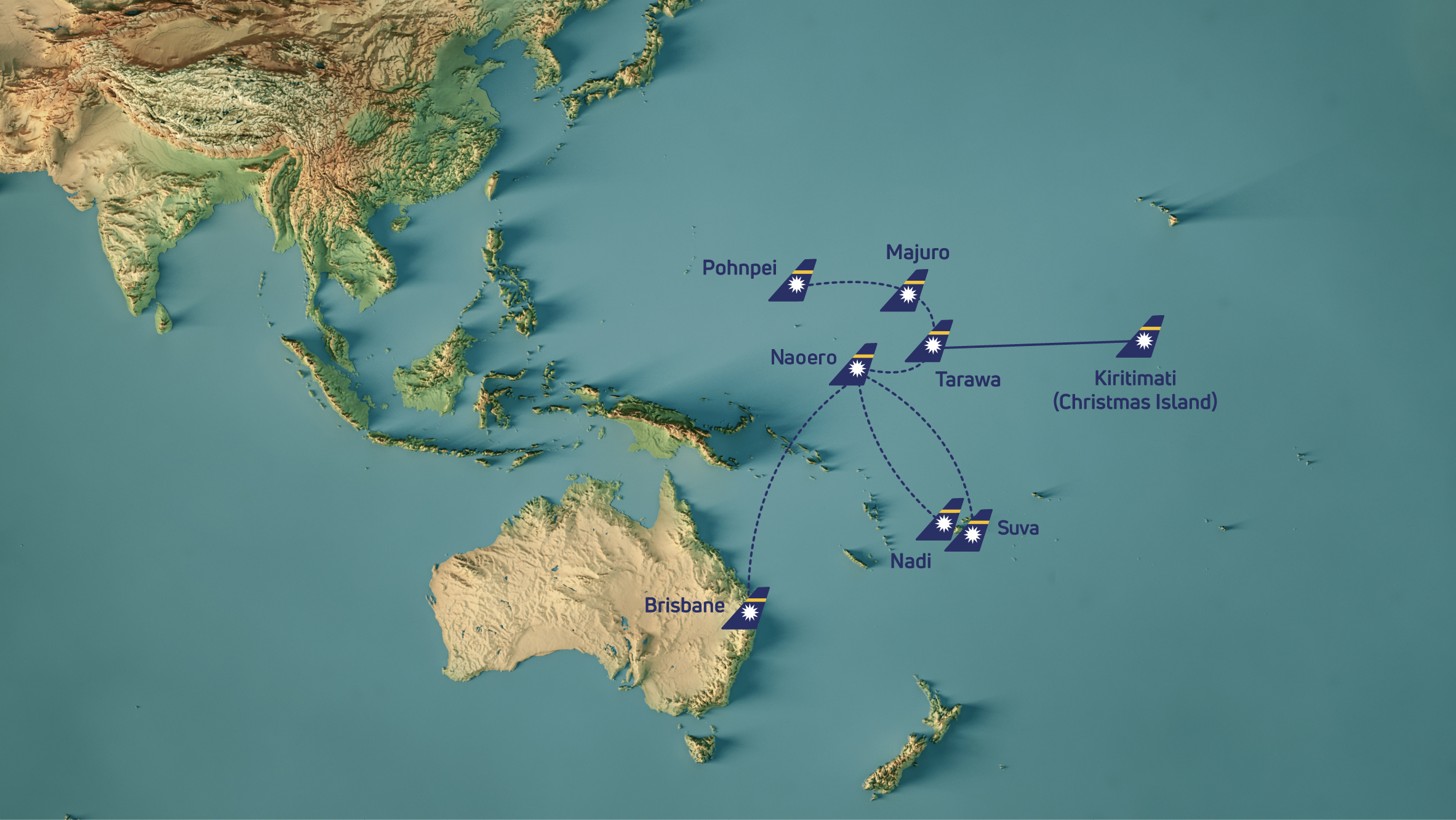 Naoero Airlines route network map